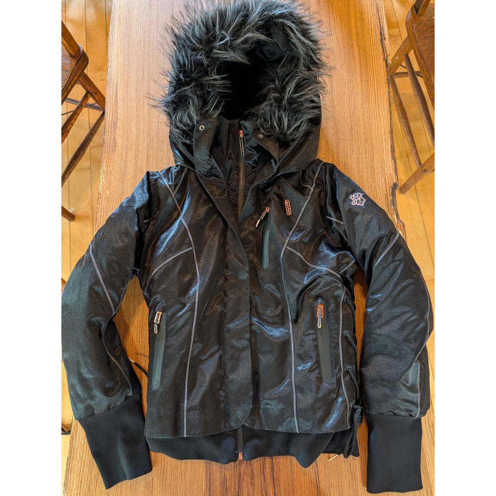 Under Armour Lindsey Vonn Ski Jacket Faux Fur Hood Fitted Womens Medium